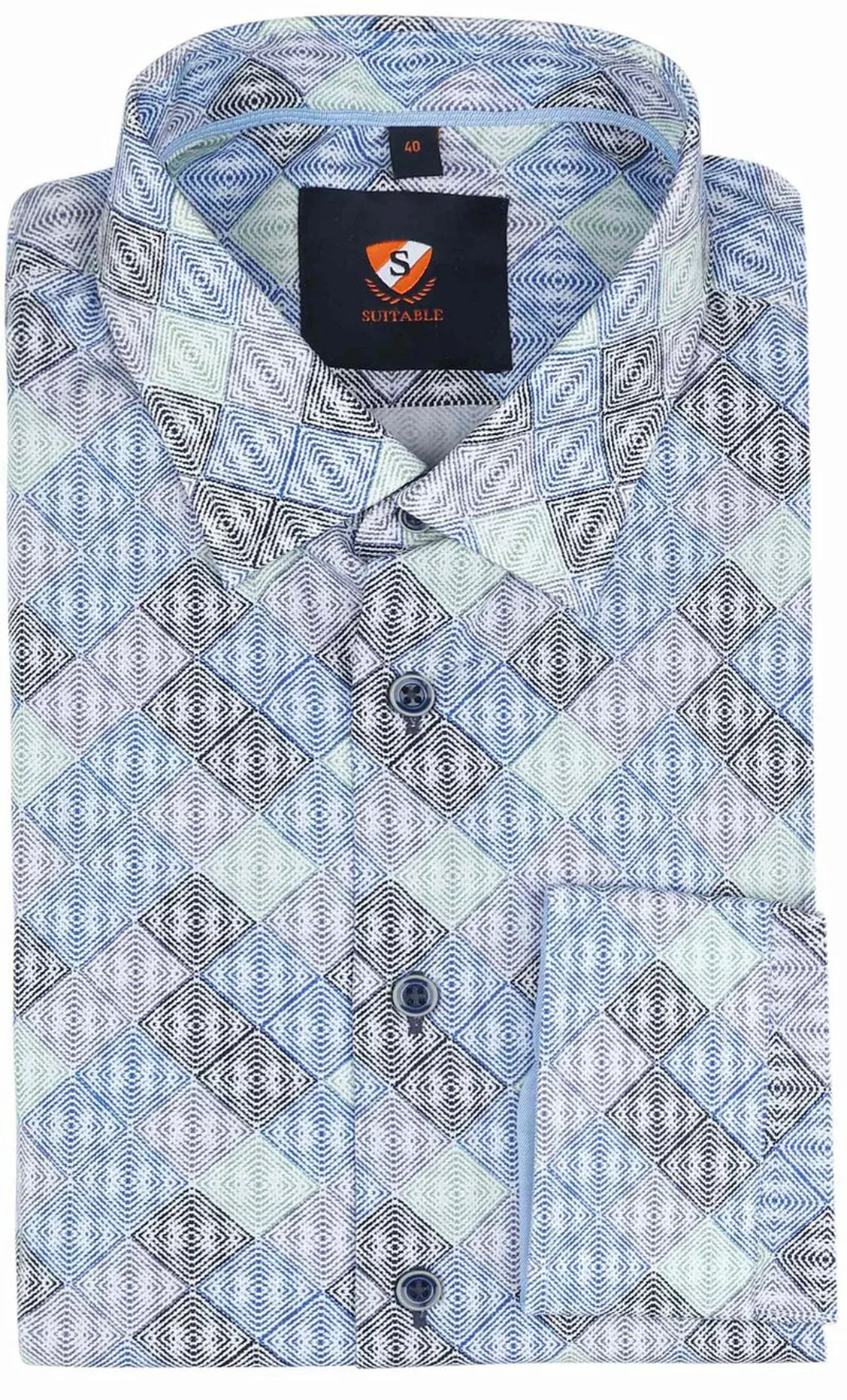 Suitable Twill Hemd Kariert Blau - Größe 41 günstig online kaufen