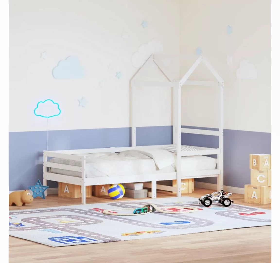 vidaXL Bett, Dach für Kinderbett Weiß 118x70x176,5 cm Massivholz Kiefer günstig online kaufen