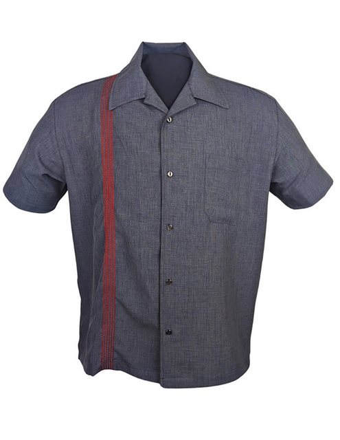 Steady Clothing Kurzarmhemd The Jacob Charcoal Grau Vintage Bowling Shirt R günstig online kaufen