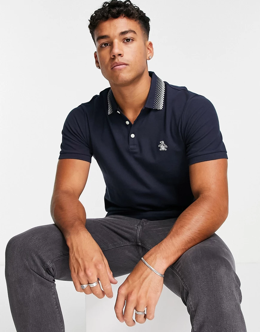 Original Penguin – Polohemd aus Strick in Marineblau günstig online kaufen