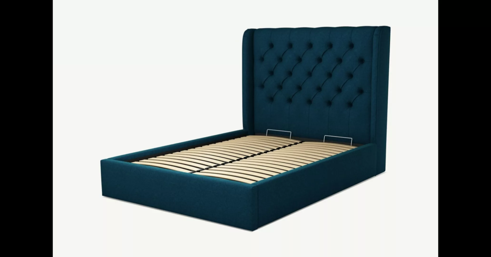 Romare Polsterbett mit Bettkasten (140 x 200 cm), Shetlandblau - MADE.com günstig online kaufen