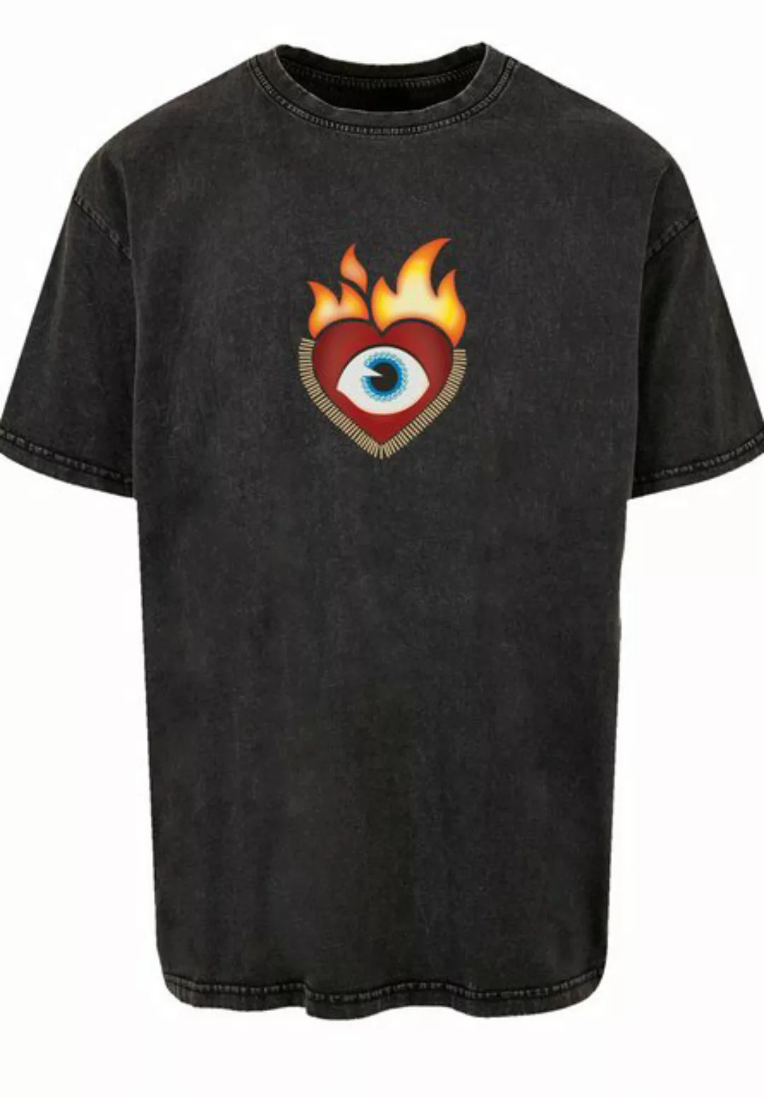 emoji couture T-Shirt Heart on flames eye and golden beads Premium Qualität günstig online kaufen