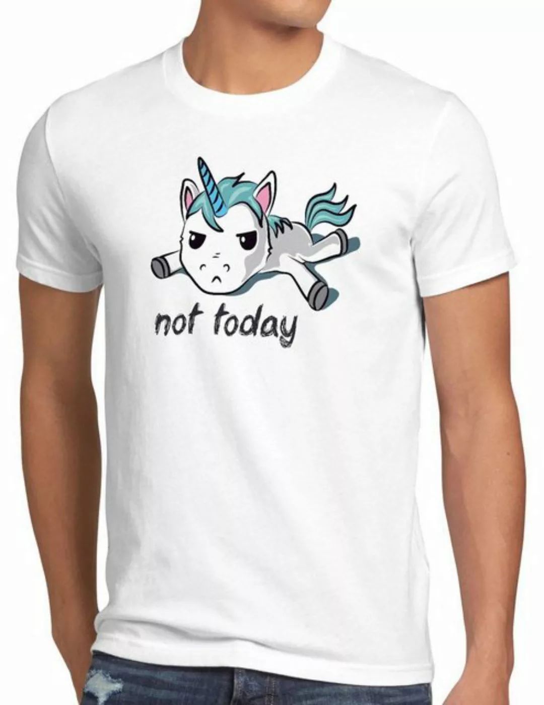 style3 Print-Shirt Herren T-Shirt Not today Unicorn Einhorn fun spruch nich günstig online kaufen