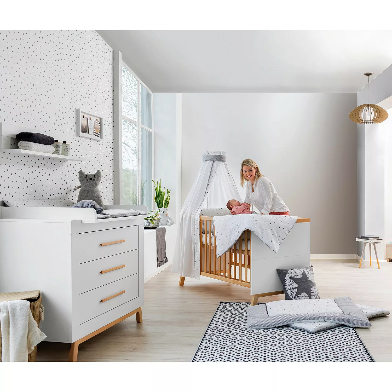 home24 Schardt Kinderzimmer-Set Miami White 2-teilig Buche Natur/Weiß Melam günstig online kaufen