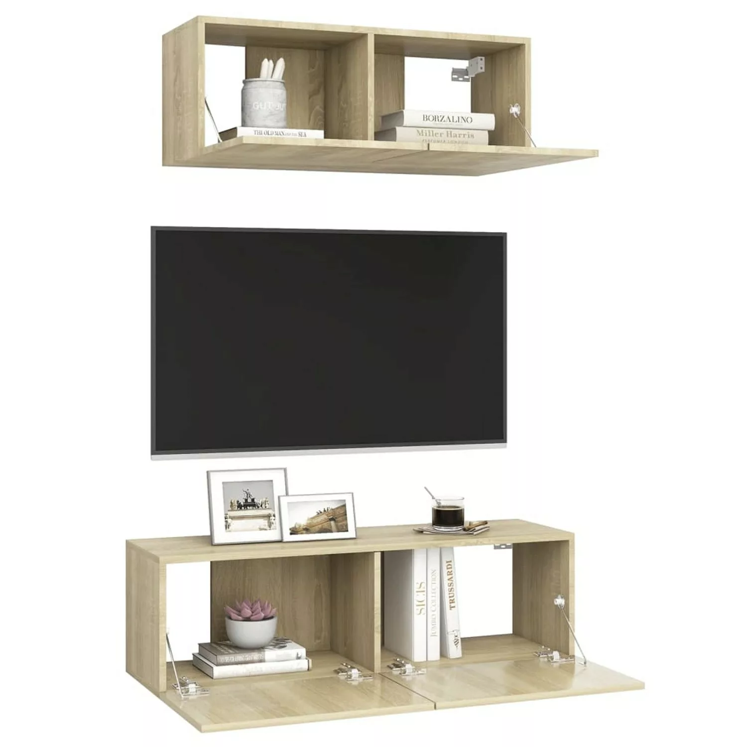 vidaXL TV-Schrank 2-tlg TV-Schrank-Set Sonoma-Eiche Spanplatte günstig online kaufen