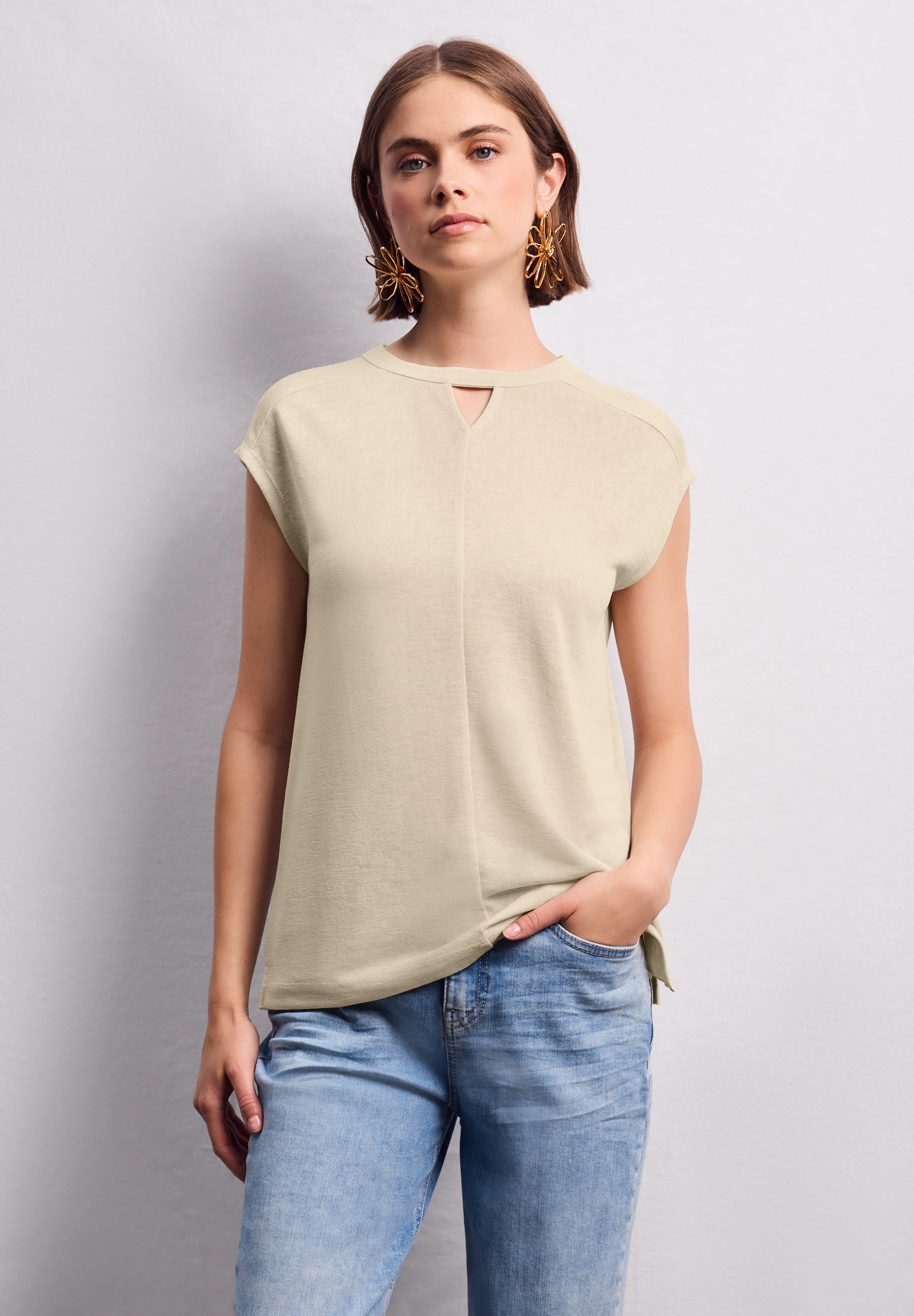 STREET ONE STUDIO T-Shirt, aus elastischem Materialmix günstig online kaufen