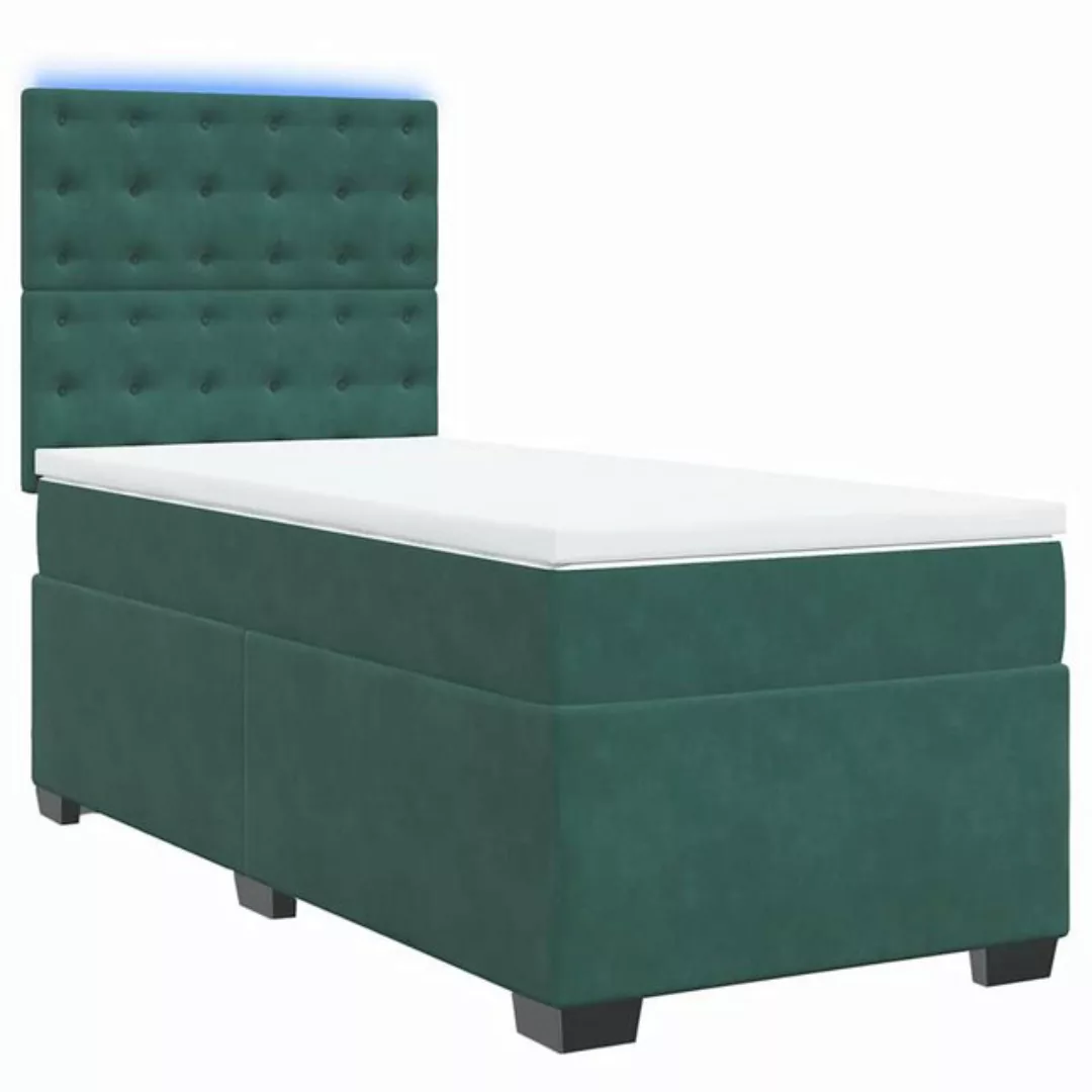 vidaXL Bett Boxspringbett mit Matratze Dunkelgrün 90x190 cm Samt günstig online kaufen