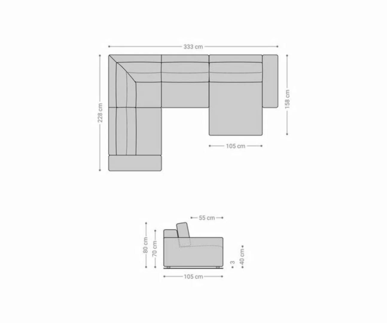 DELIFE Wohnlandschaft Lanzo, L Lederimitat Vintage Anthrazit 330x230 cm Rec günstig online kaufen