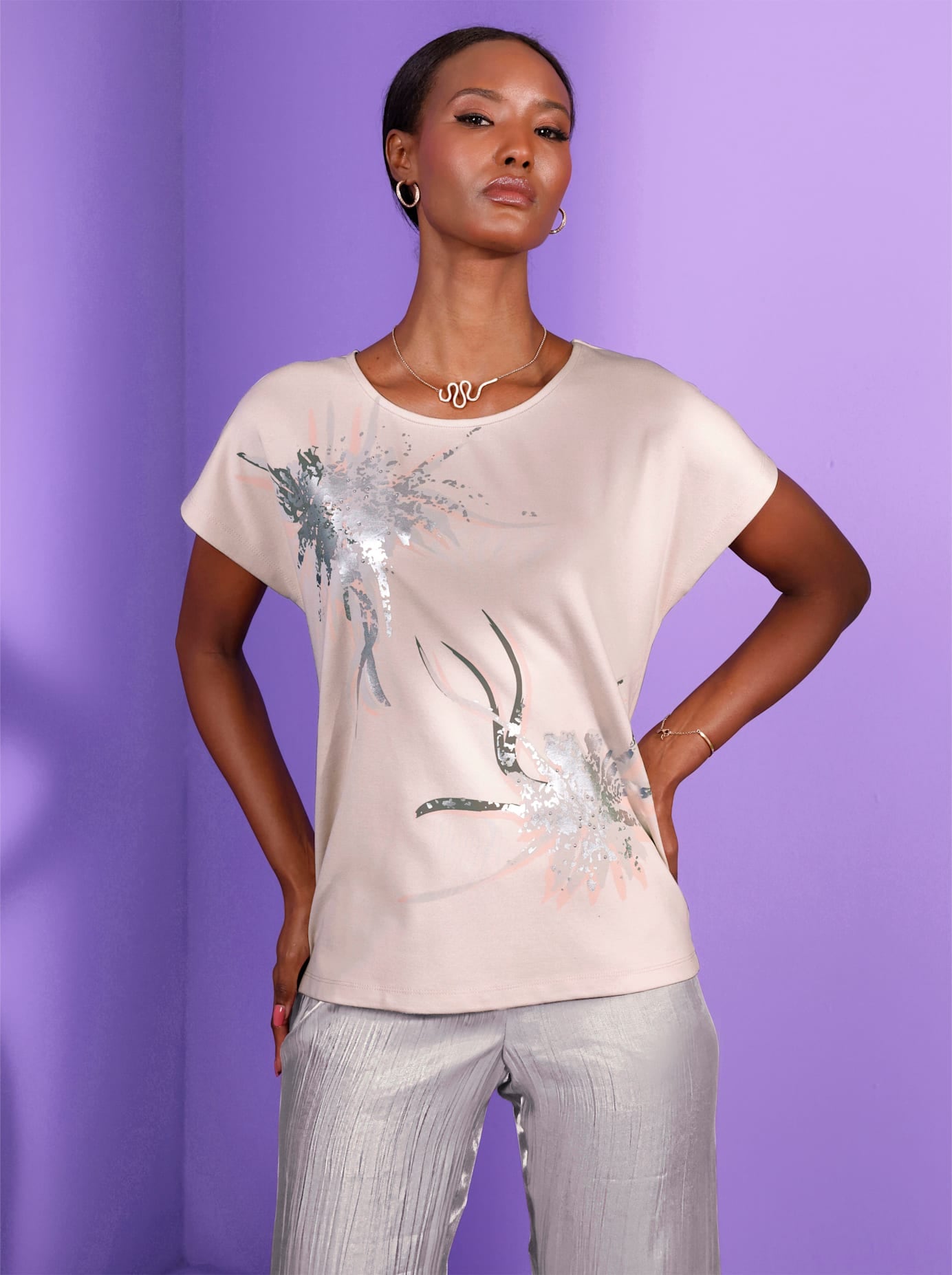 CREATION L PREMIUM Kurzarmshirt "Lyocell-Baumwoll-Shirt" günstig online kaufen