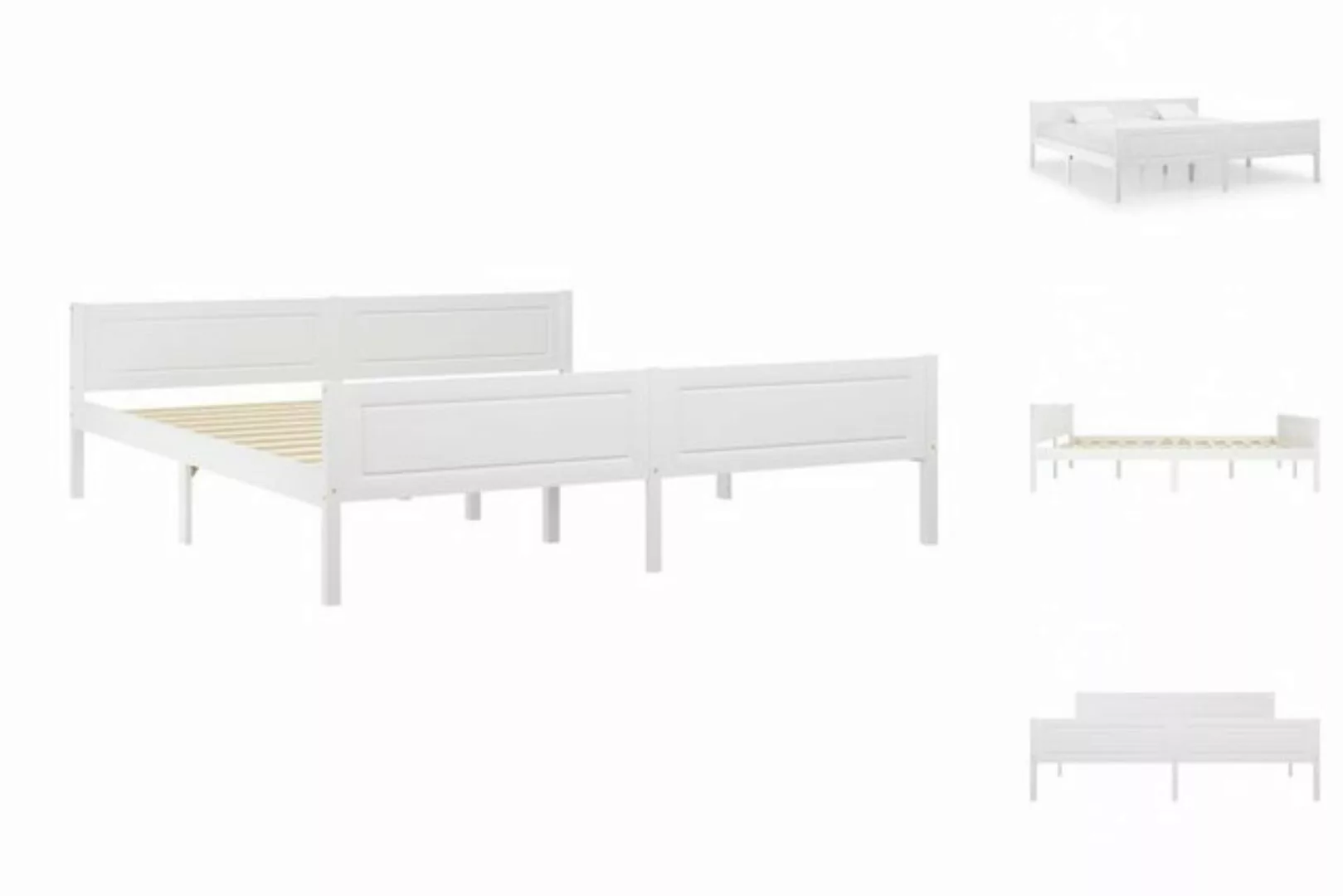 vidaXL Bettgestell Massivholzbett Kiefer Weiß 180x200 cm Doppelbett Bett Be günstig online kaufen