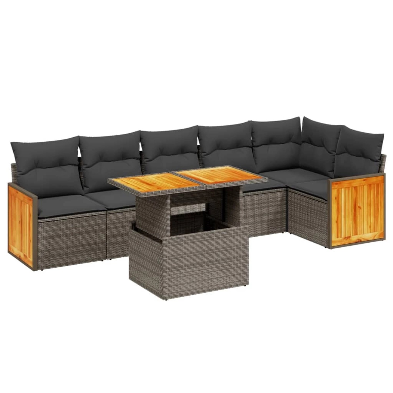 vidaXL 7-Tlg Garten-Sofagarnitur mit Kissen Grau Poly Rattan 3273972 günstig online kaufen
