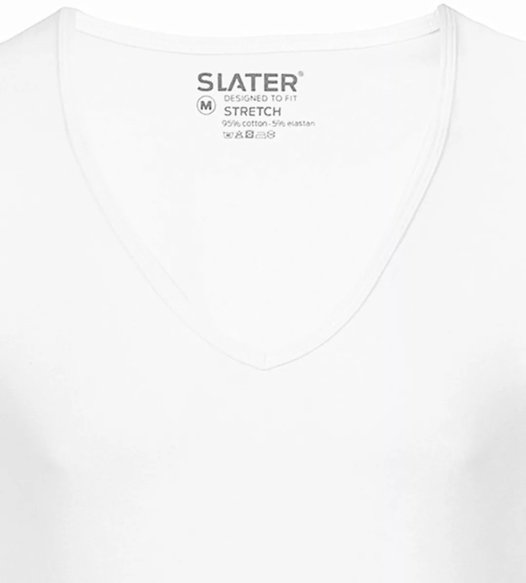 Slater 2er-Pack Stretch T-shirt Tiefer V-Ausschnitt Weiß - Größe XXL günstig online kaufen