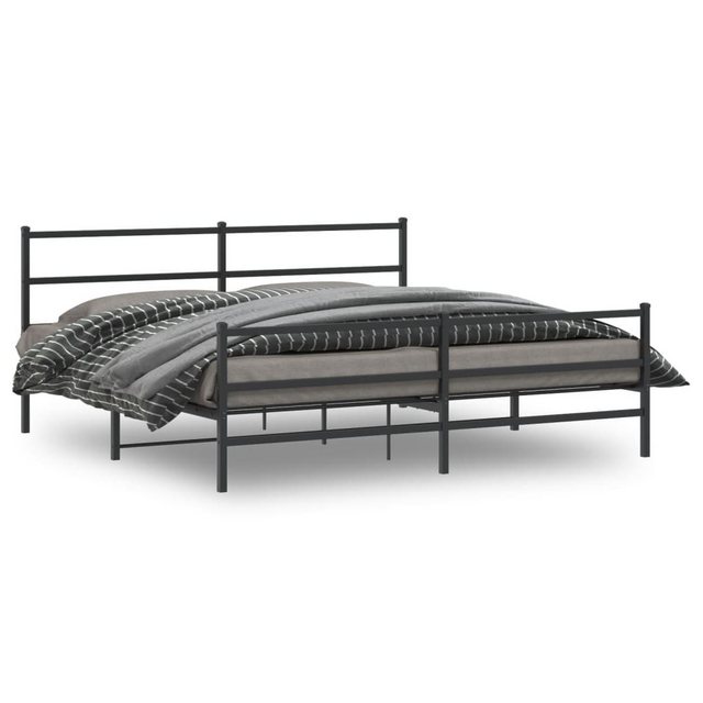 furnicato Bettgestell mit Kopf- und Fußteil Metall Schwarz 200x200 cm (1-tl günstig online kaufen