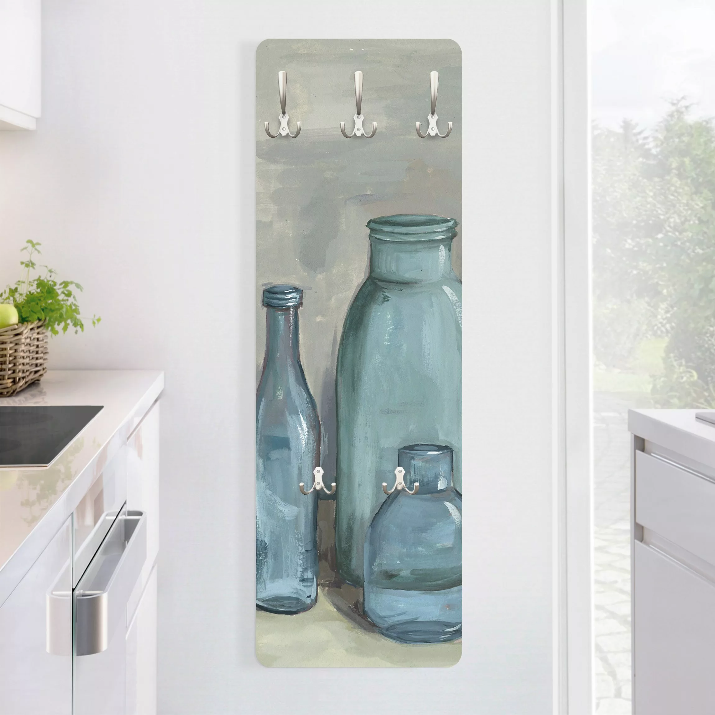 Wandgarderobe Holzpaneel Küche Stillleben mit Glasflaschen II günstig online kaufen
