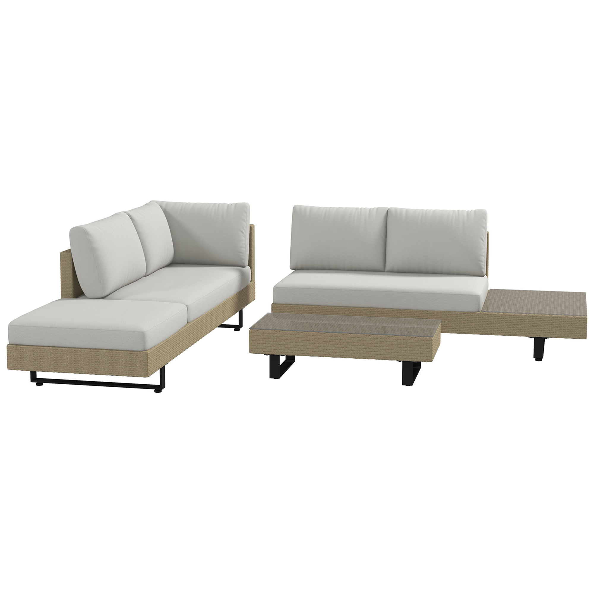 Outsunny Ecksofa-Set für 5 Personen modernes Design, abnehmbare Kissen, Cou günstig online kaufen