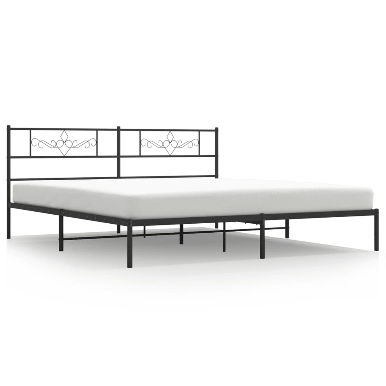 vidaXL Bettgestell, Bettrahmen mit Kopfteil Metall Schwarz 183x213 cm günstig online kaufen