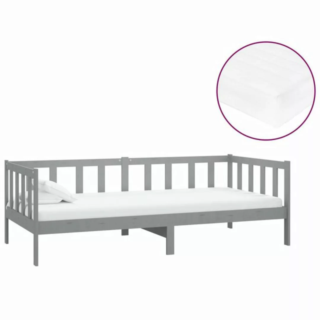 vidaXL Gästebett Tagesbett Gästebett mit Matratze 90x200 cm Grau Massivholz günstig online kaufen