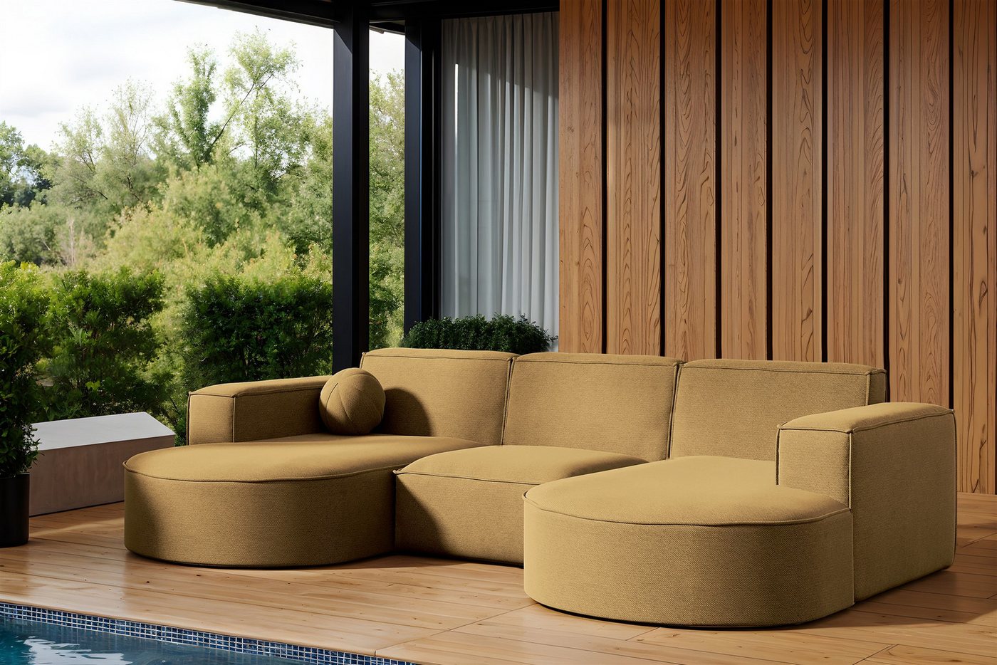 Fun Möbel Loungesofa Gartenmöbel Gartensofa Ecksofa U-Form SUNDAY, inkl. 1 günstig online kaufen