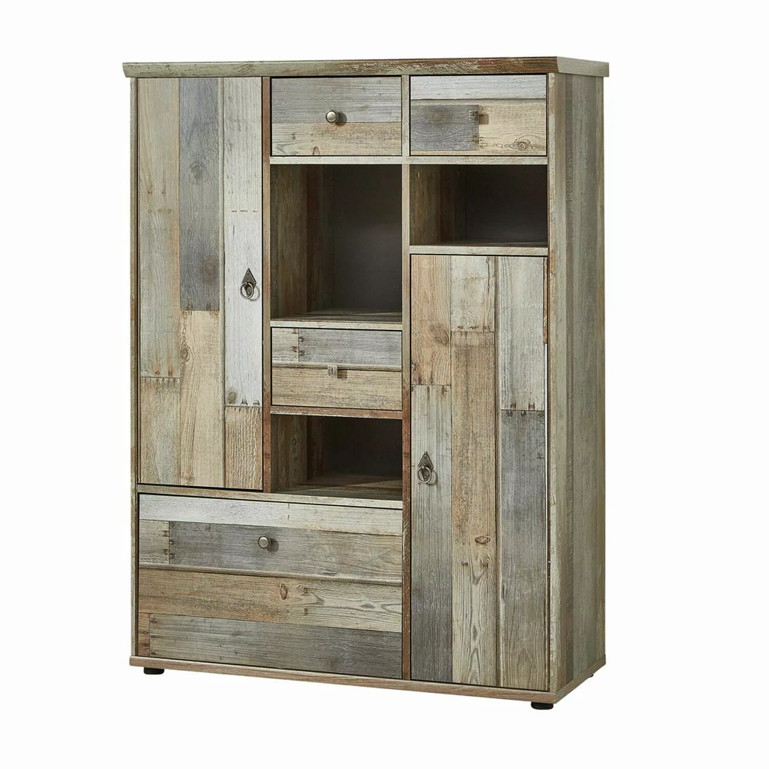 Highboard Vintage Driftwood Braun BRANSON-36, B/H/T ca. 99/133/39 cm günstig online kaufen