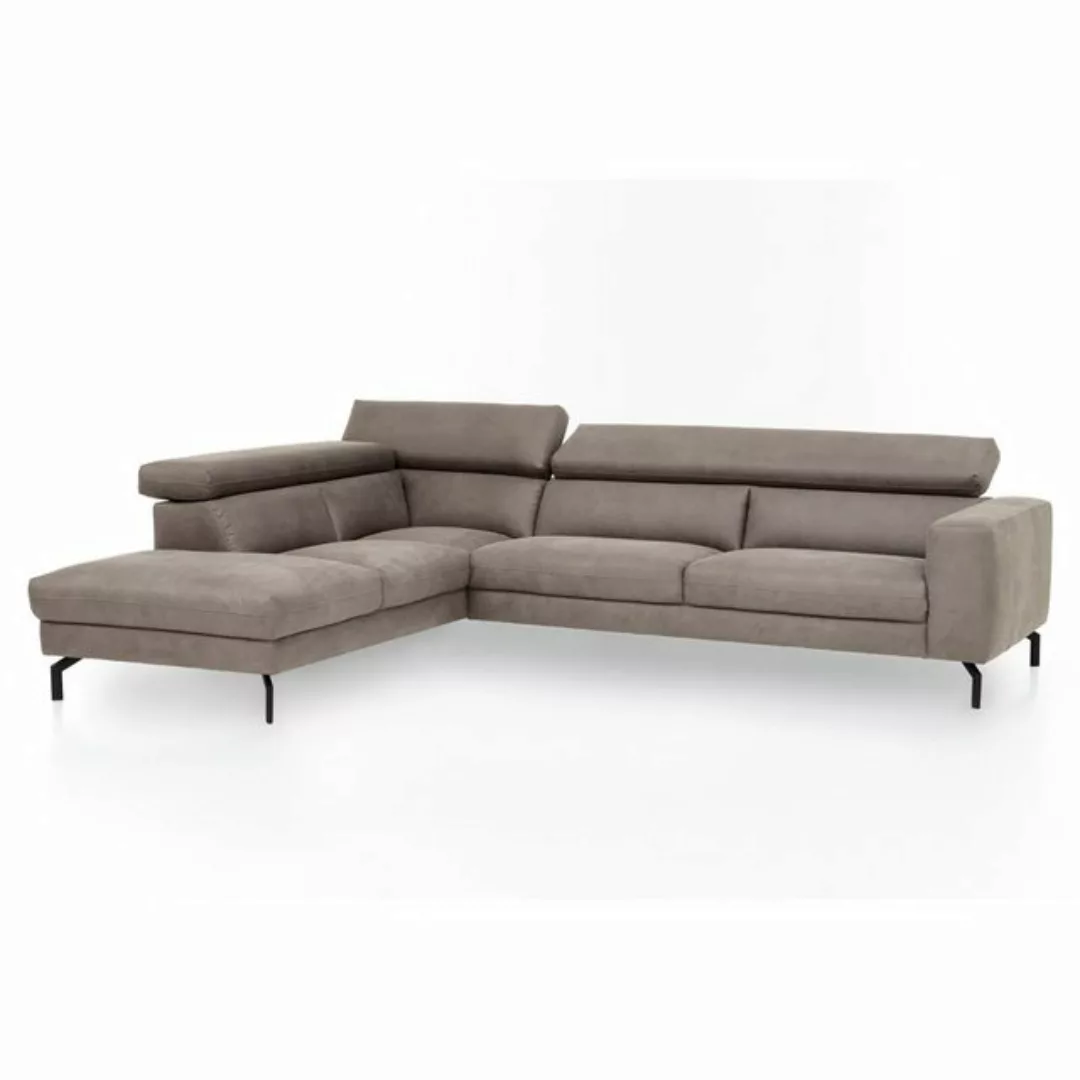 Ecksofa mit verstellbaren Kopfteilen, Vintageoptik schlamm, 2,5-Sitzer mit günstig online kaufen