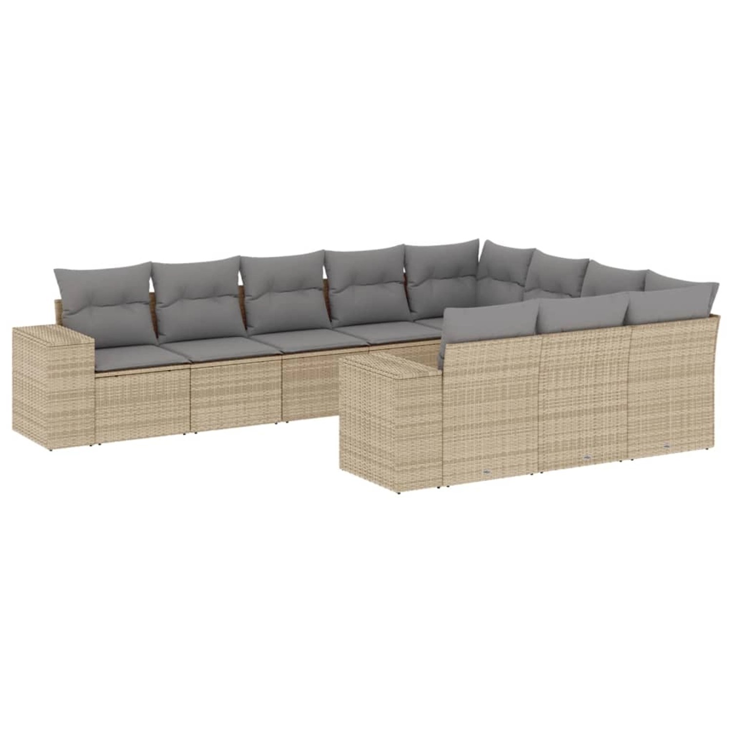 vidaXL 10-Tlg Garten-Sofagarnitur mit Kissen Beige Poly Rattan 3223088 günstig online kaufen