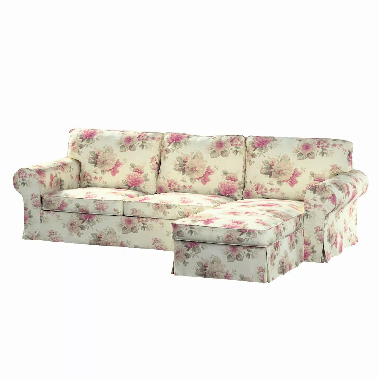 Bezug für Ektorp 2-Sitzer Sofa mit Recamiere, beige- rosa, Ektorp 2-Sitzer günstig online kaufen