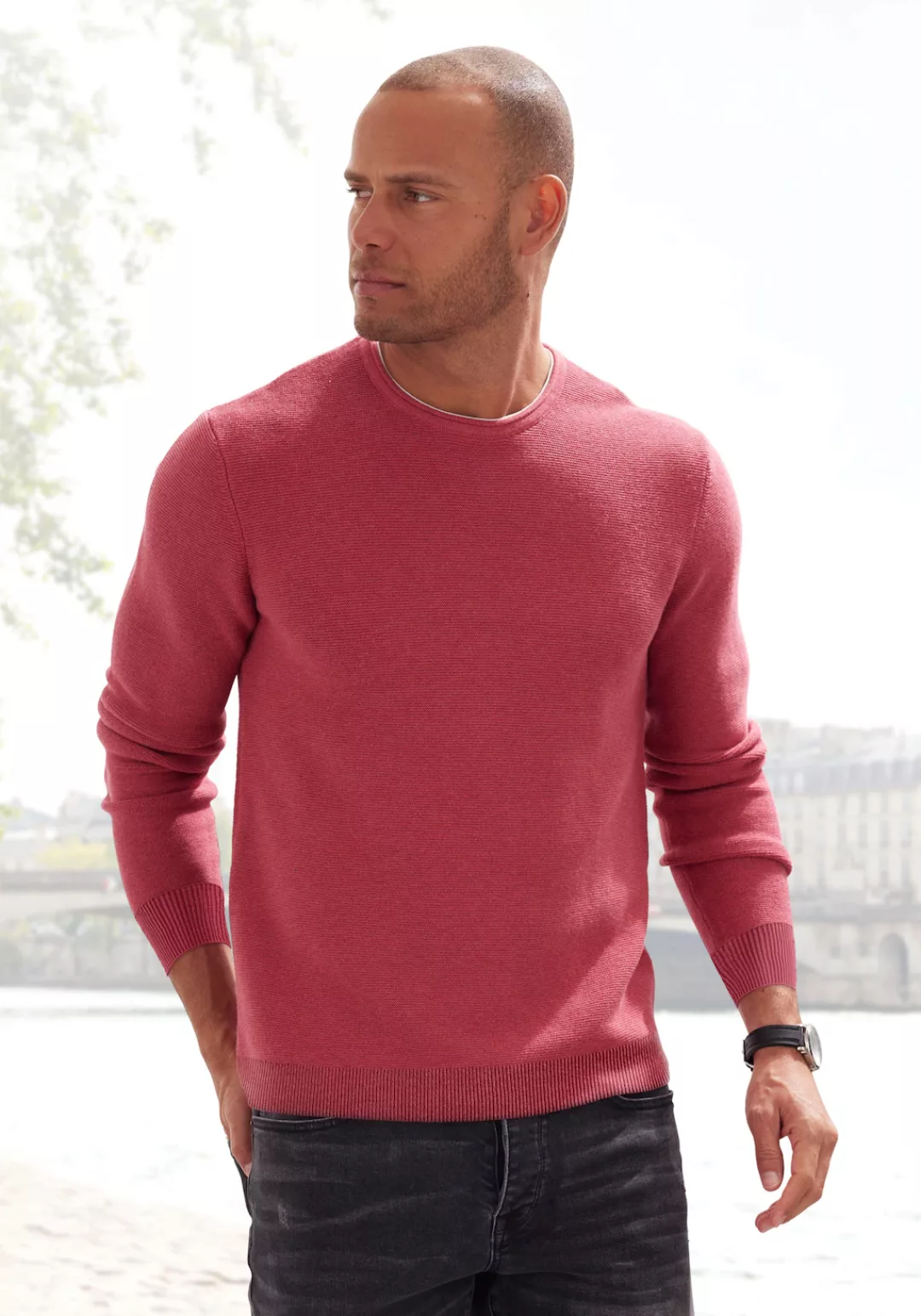 AUTHENTIC LE JOGGER Strickpullover mit Double-Layer Optik, Pullover aus rei günstig online kaufen