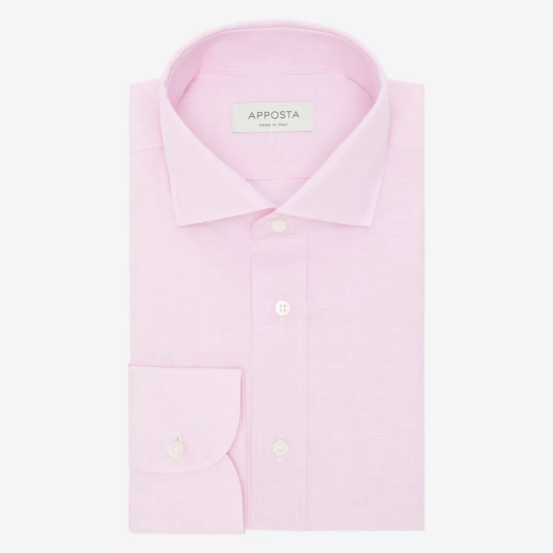 Hemd  einfarbig  rosa baumwoll-leinen popeline leinen aus der normandie, kr günstig online kaufen
