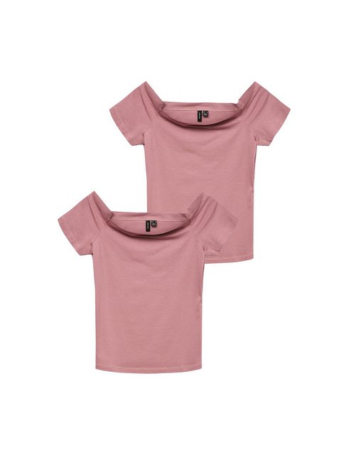 Vero Moda T-Shirt 2er-SET Schulterfreies Kurzarm T-Shirt Trendiger Look (2- günstig online kaufen