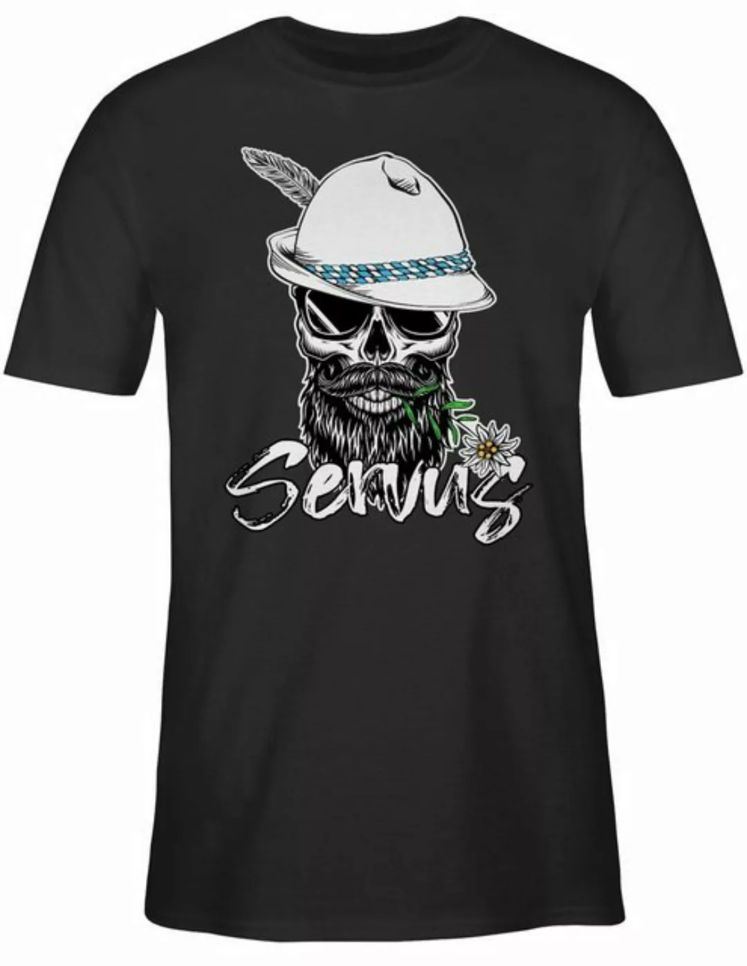 Shirtracer T-Shirt Servus Totenkopf Skull Bayrisch Mode für Oktoberfest Her günstig online kaufen