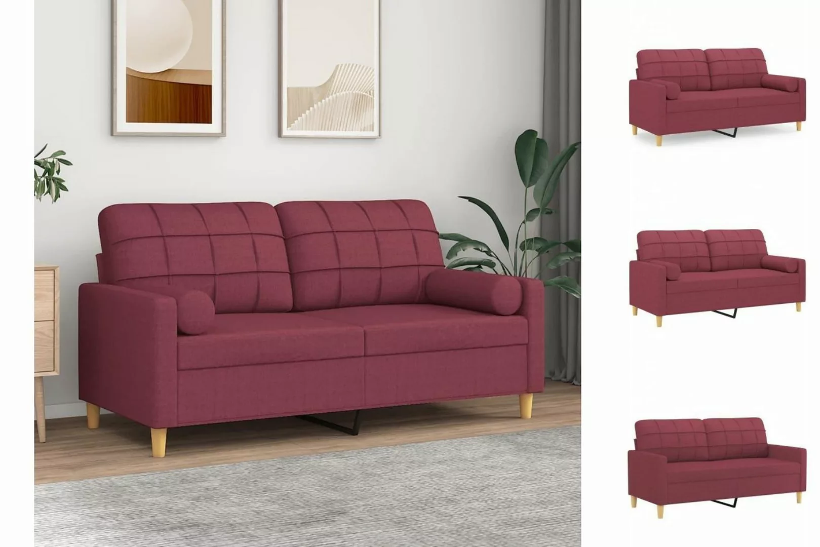 vidaXL Sofa 2-Sitzer-Sofa mit Zierkissen Weinrot 140 cm Stoff günstig online kaufen