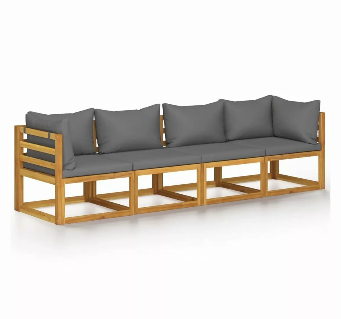 furnicato Loungesofa 4-Sitzer-Gartensofa mit Auflage Akazie Massivholz, 1 T günstig online kaufen