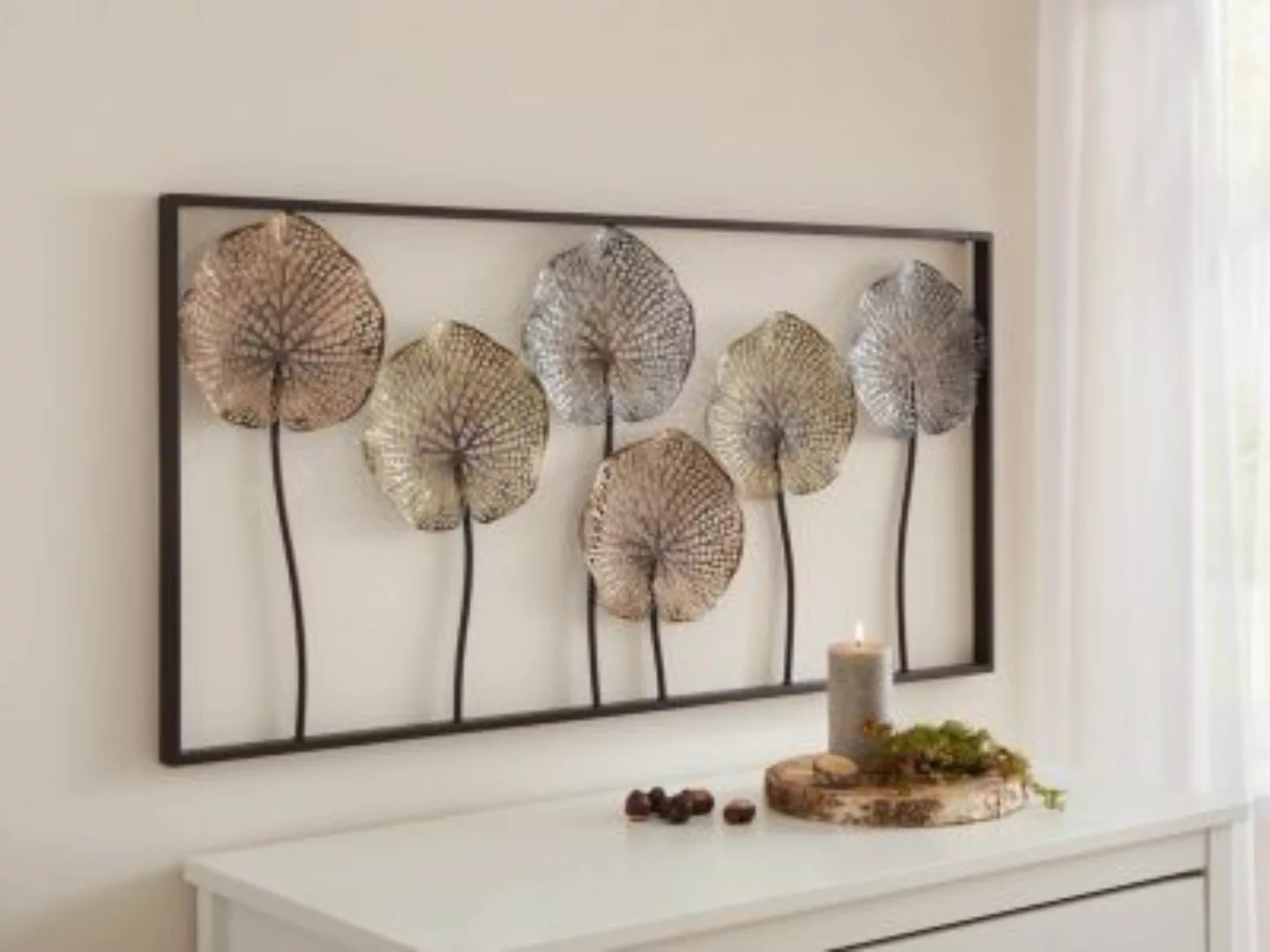 HOME Living Metall-Bild Lotus Leinwandbilder braun günstig online kaufen