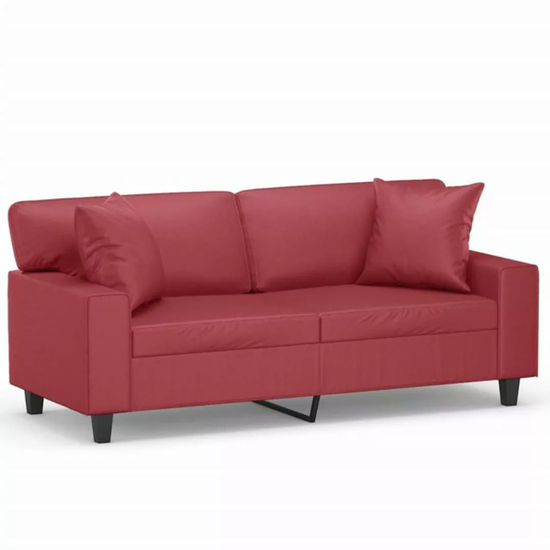 vidaXL Sofa 2-Sitzer-Sofa mit Zierkissen Weinrot 140 cm Kunstleder günstig online kaufen