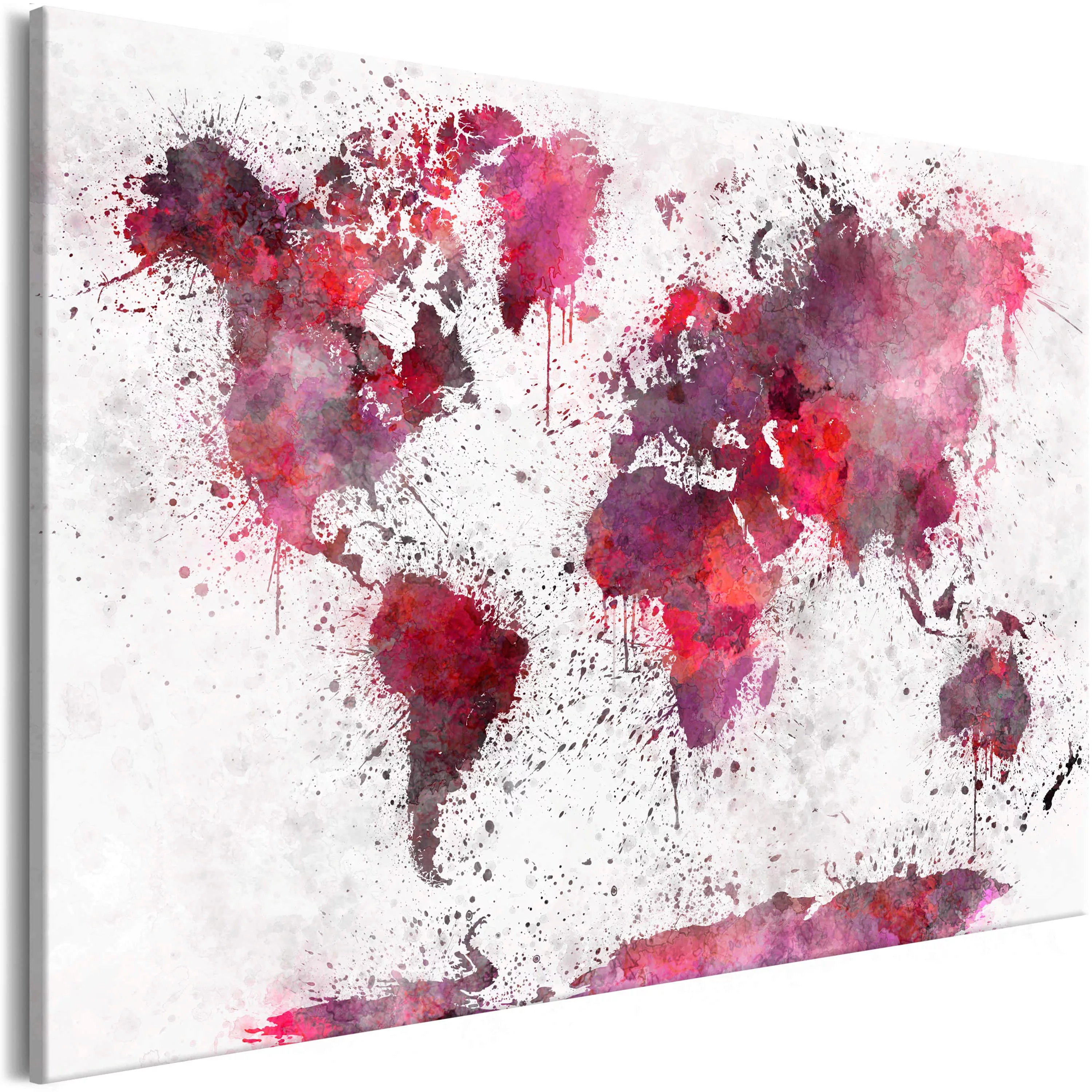 Wandbild - World Map: Red Watercolors (1 Part) Wide günstig online kaufen