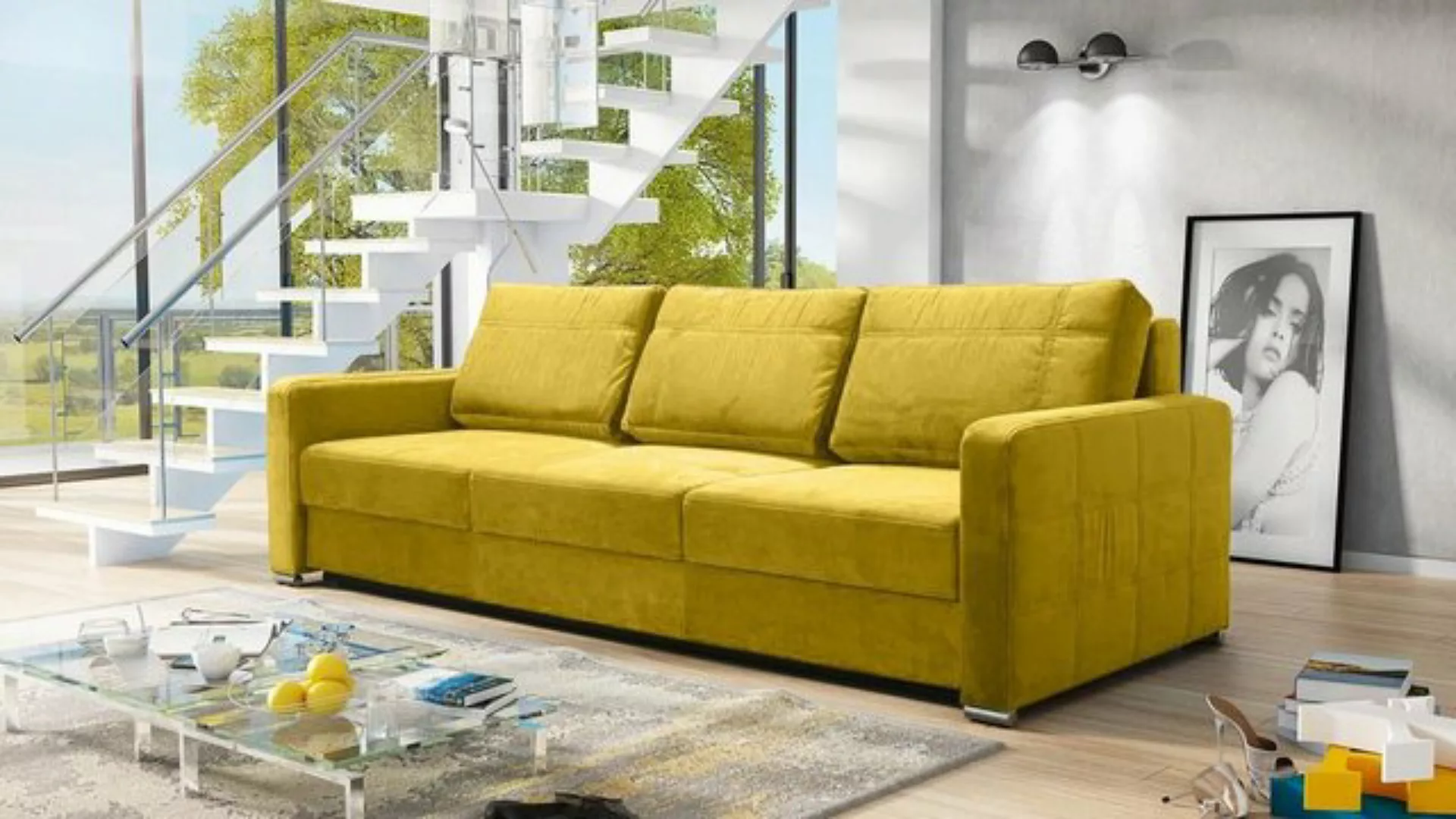 JVmoebel Sofa Sofas Klapp Textil Couch Schlafsofa Bett Sofa Kasten Couchen günstig online kaufen