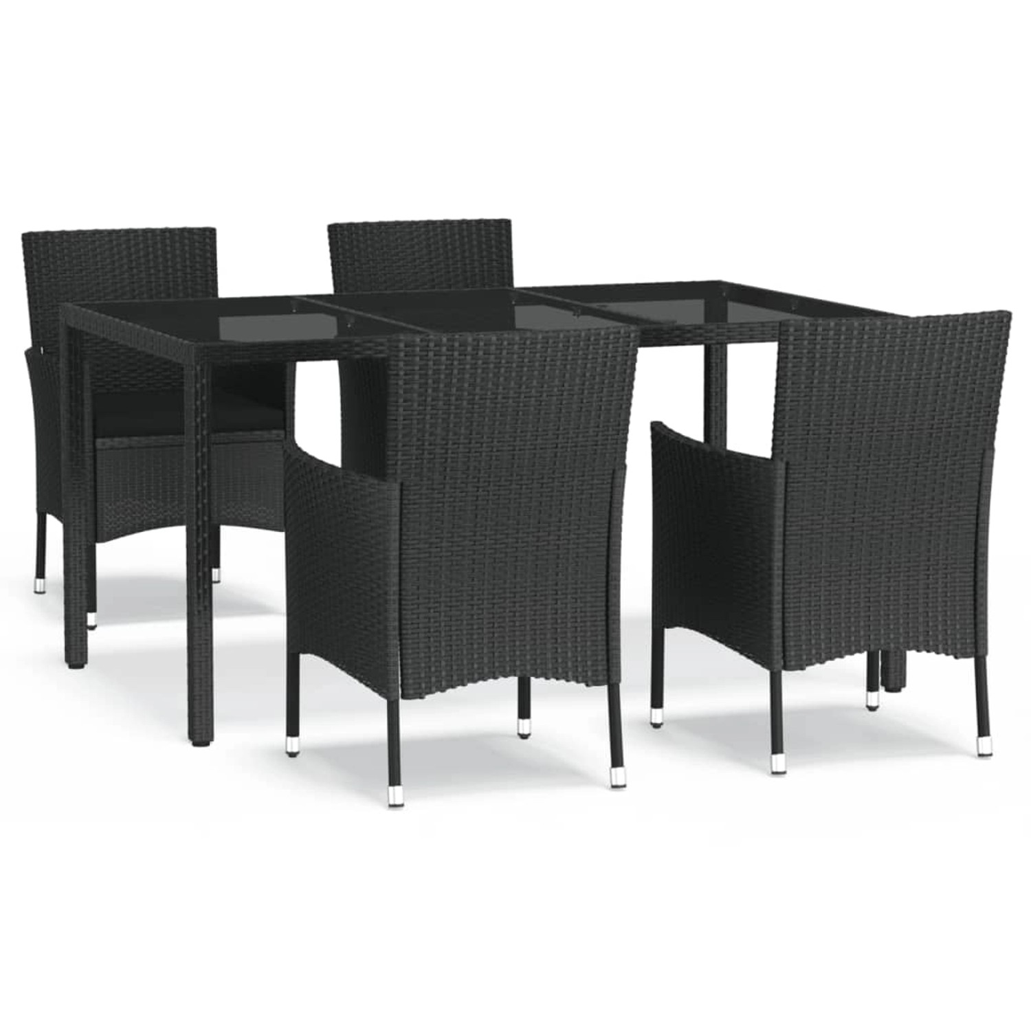 vidaXL 5-Tlg Garten-Essgruppe mit Kissen Schwarz Poly Rattan 3187326 günstig online kaufen
