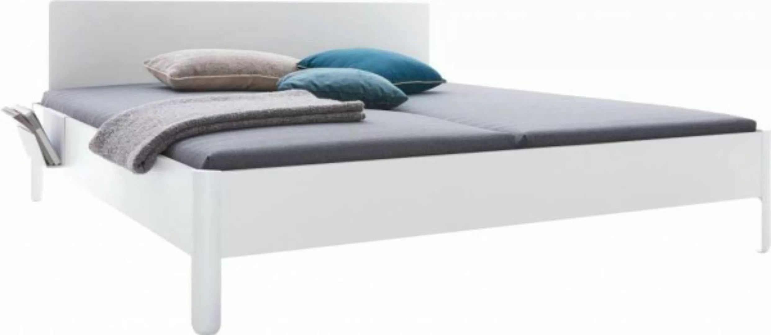 NAIT Doppelbett farbig lackiert Winterweiß 140 x 220cm Mit Kopfteil günstig online kaufen