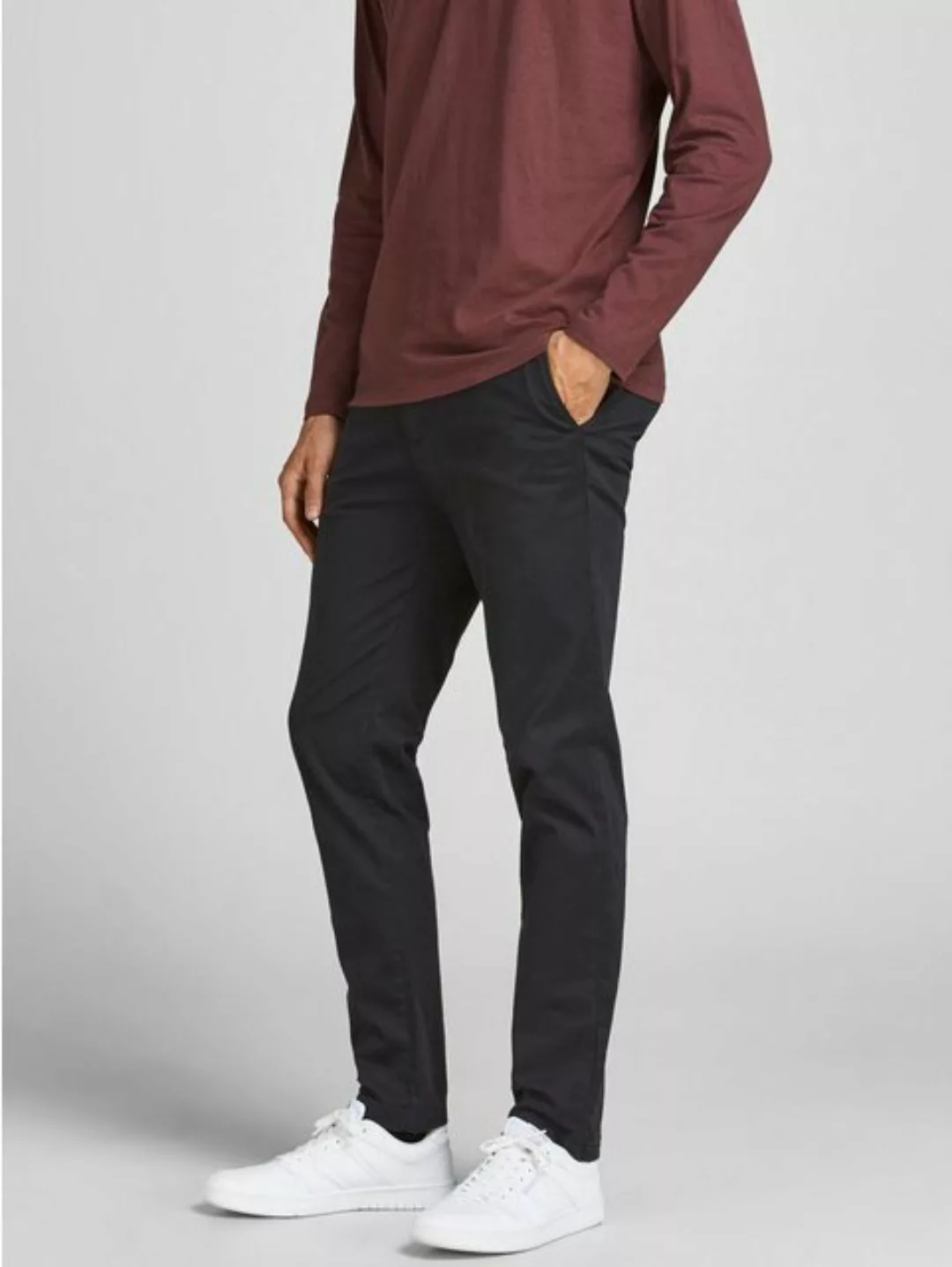 Jack & Jones Herren Chino Hose JJIMARCO JJBOWIE SA - Slim Fit - Schwarz - B günstig online kaufen