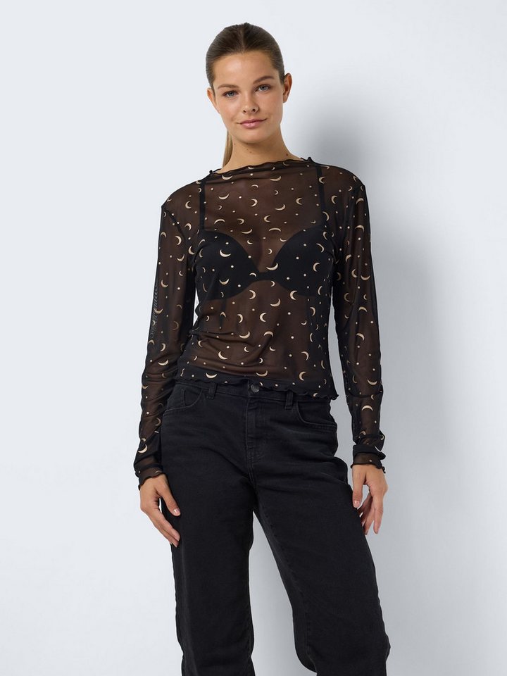 Noisy may Shirttop Top Glitzer-Effekt Langarm Regular Fit 7955 in Schwarz günstig online kaufen