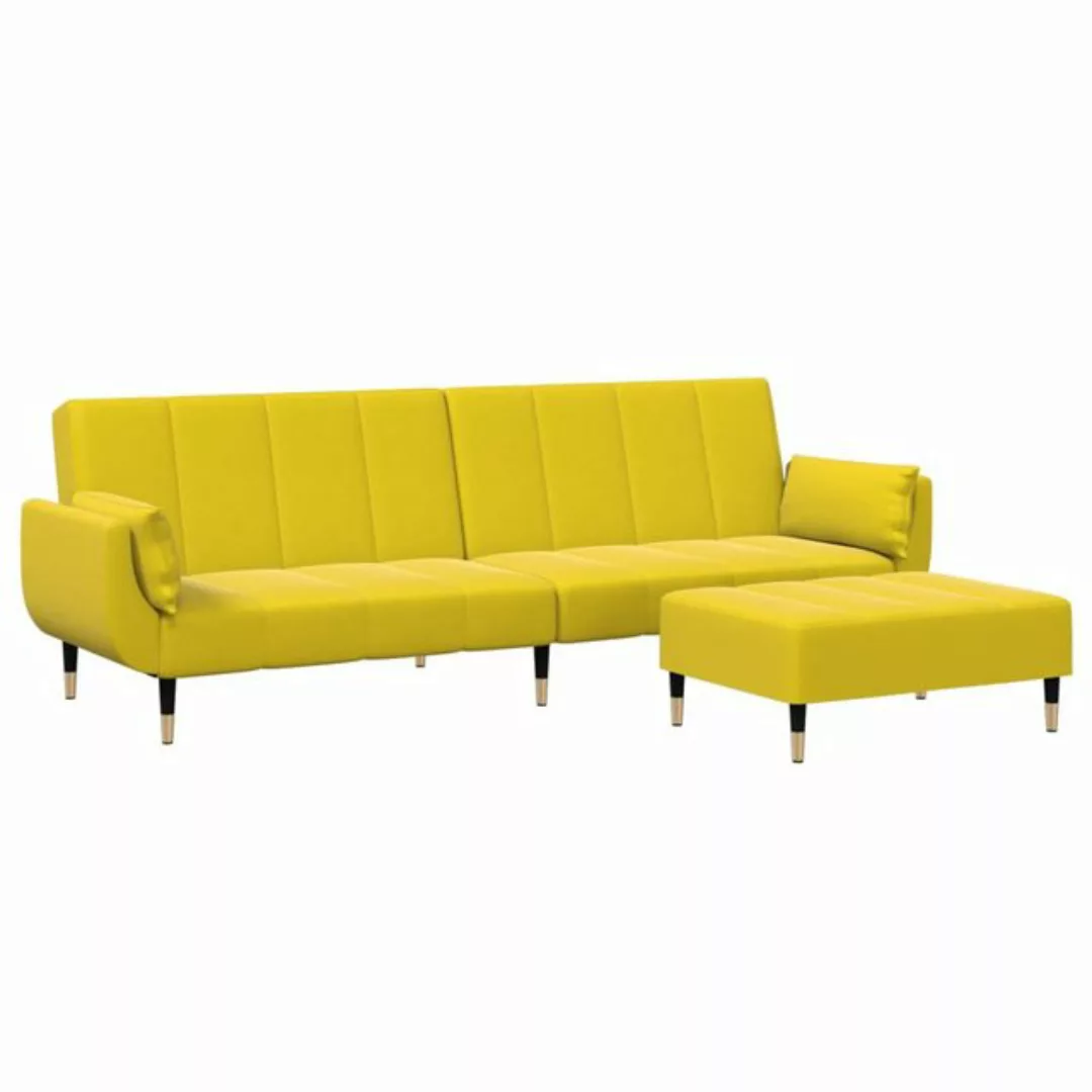 vidaXL Sofa Schlafsofa 2-Sitzer mit Fußhocker Gelb Samt günstig online kaufen