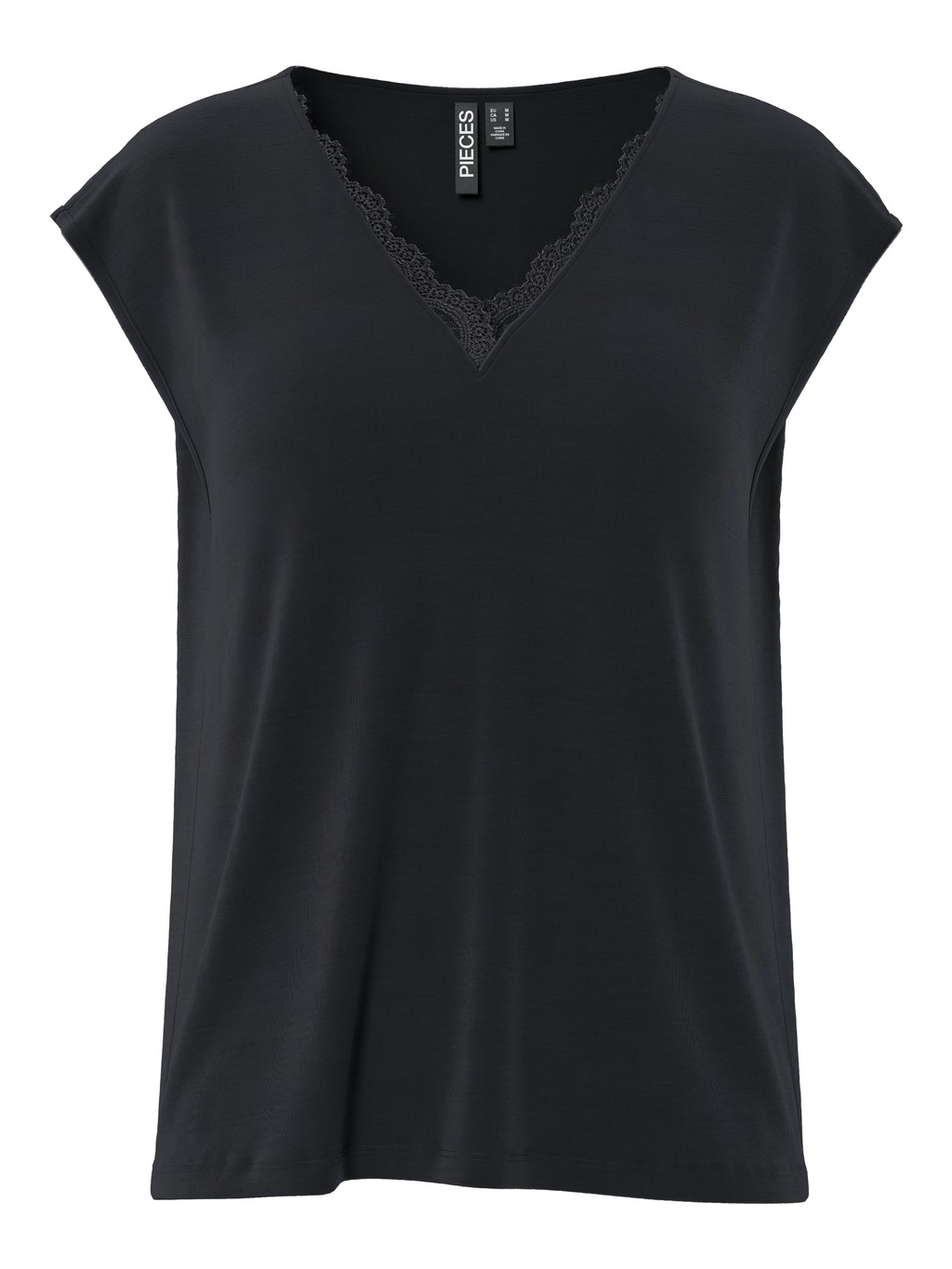 pieces Kurzarmshirt "PCKAMALA LACE V-NECK TEE JRS NOOS BC" günstig online kaufen