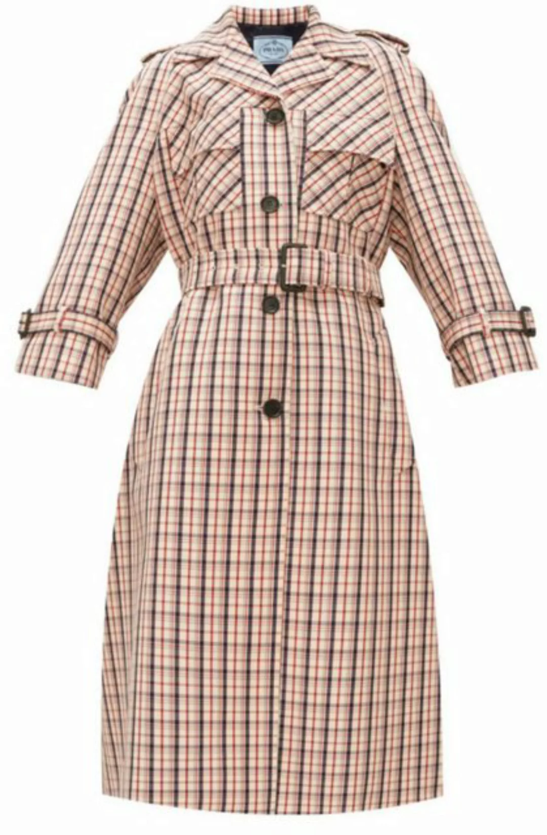 PRADA Trenchcoat Checked Tattersall Parka Schurwolle L Aus feinster Schurwo günstig online kaufen