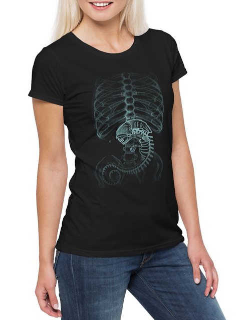 Urban Backwoods Print-Shirt Xenomorph Alien Damen T-Shirt Ripley Prometheus günstig online kaufen