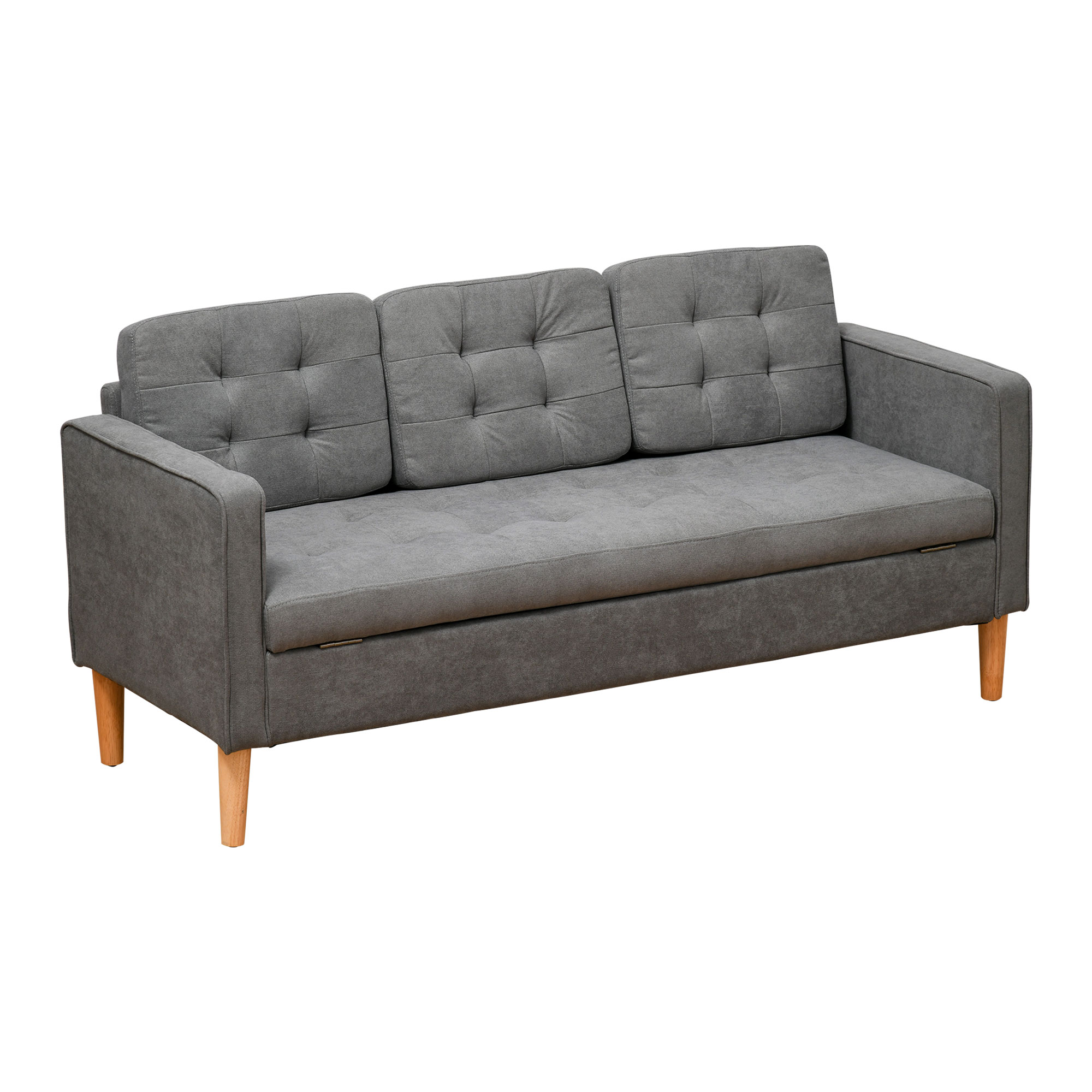 HOMCOM 3-Sitzer Sofa Stoffsofa Doppelsofa grau mit abnehmbaren Kissen aus B günstig online kaufen