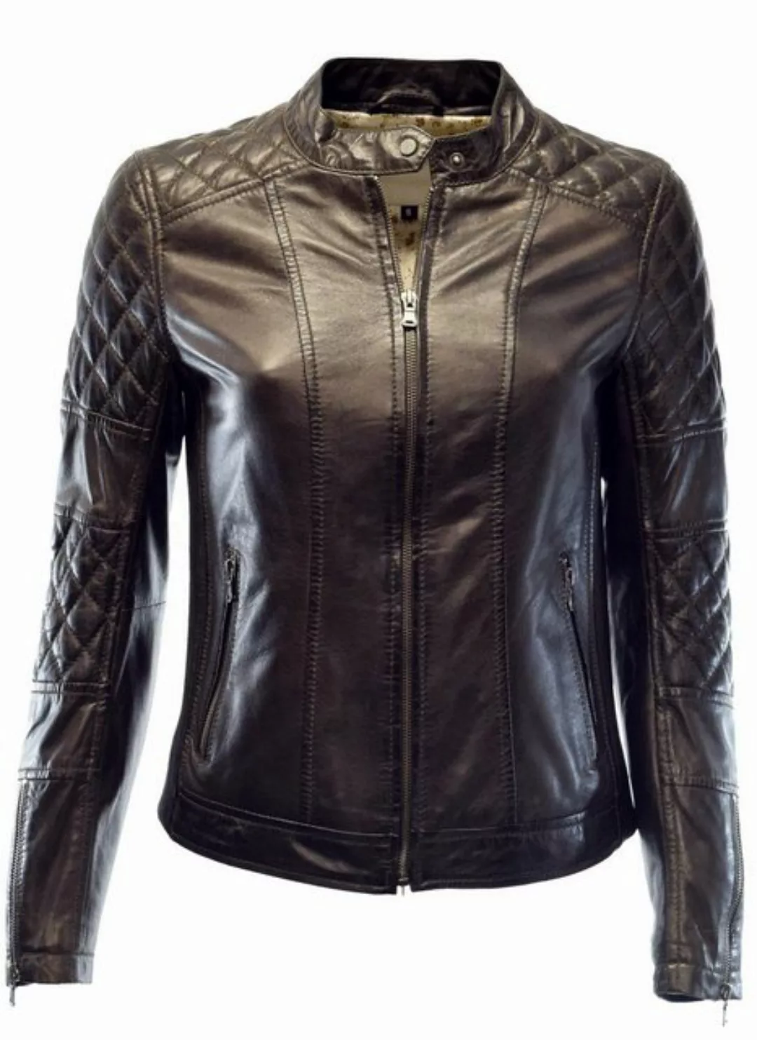 Zimmert Leather Lederjacke Dreamy gesteppte Arme, washed Leder, stehkragen, günstig online kaufen