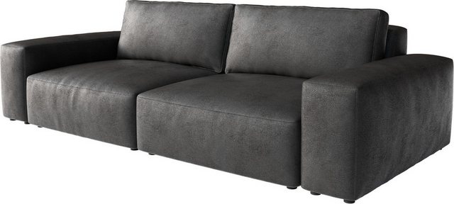 DELIFE Big-Sofa Lanzo, XL Lederimitat Vintage Anthrazit 270x130 cm günstig online kaufen
