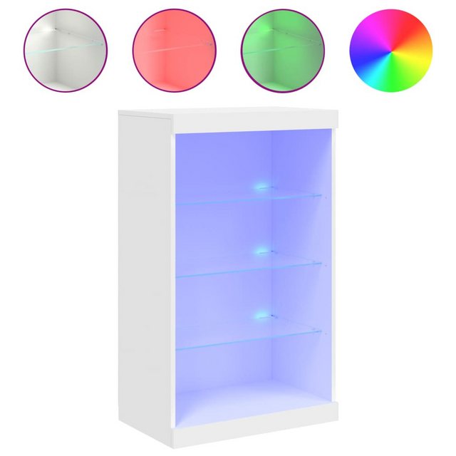vidaXL Kleiderschrank Sideboard mit LED-Leuchten Weiß 60,5x37x100 cm Glas V günstig online kaufen