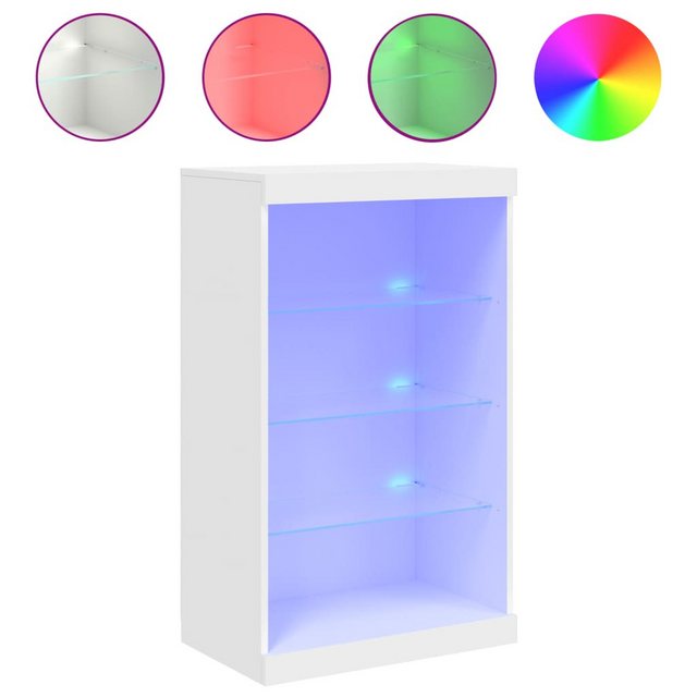 vidaXL Vitrine Sideboard mit LED Leuchten Weiß 60,5x37x100 cm Glas Vitrine günstig online kaufen