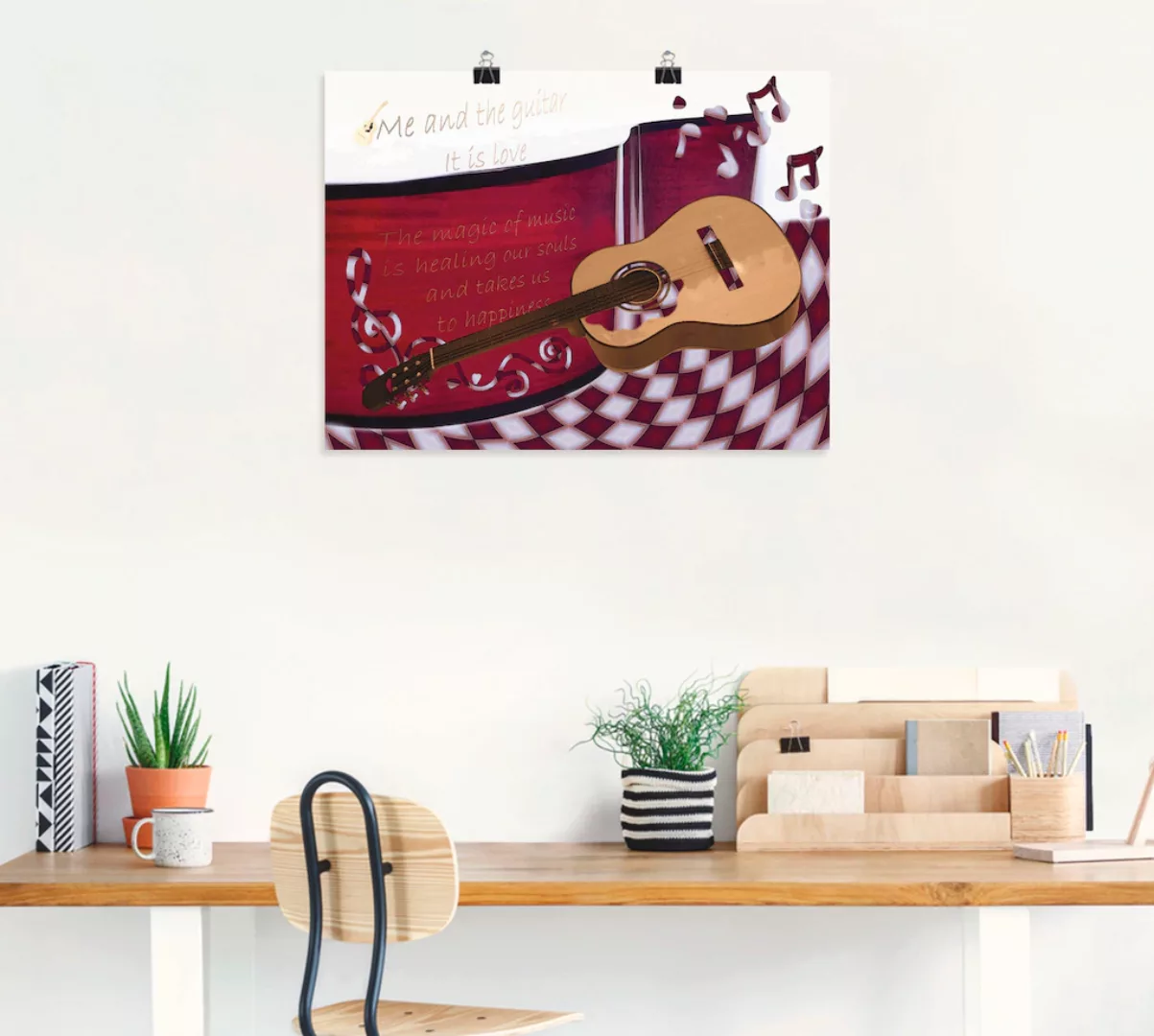 Artland Poster "Die Gitarre und Ich", Instrumente, (1 St.), als Alubild, Le günstig online kaufen